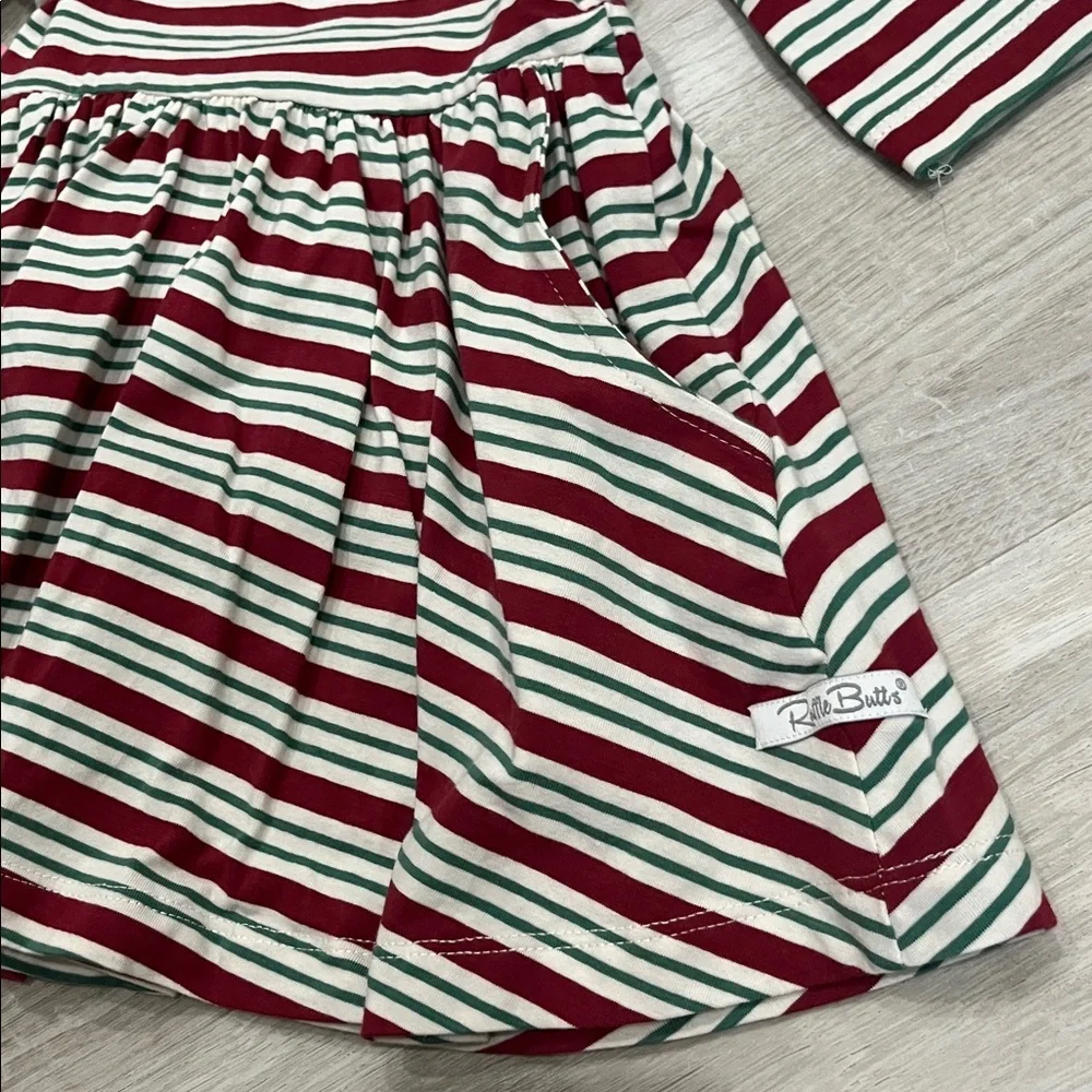 Ruffle Butts Rugged Holiday Christmas Peppermint Stripe Twirl Dress‎ NWT 12-18 M